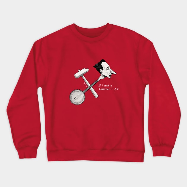 Caricature: Pete Seeger Crewneck Sweatshirt by MituCartoon